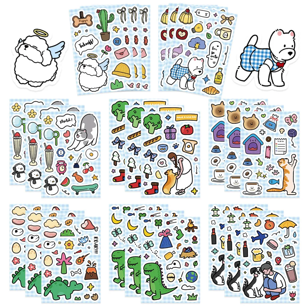8 Pieces Original Cute Pet Fun Collection Graffiti Collage Stickers - Waterproof Creative DIY for Journals Giajar Sticker Store