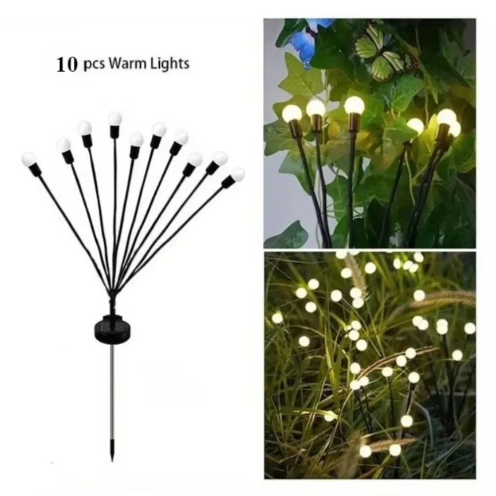 

Creative 10 LEDs Solar LED Lights Waterproof Warm Lights Firefly Lawn Lamps Atmosphere Light Patio Pathway Decoration