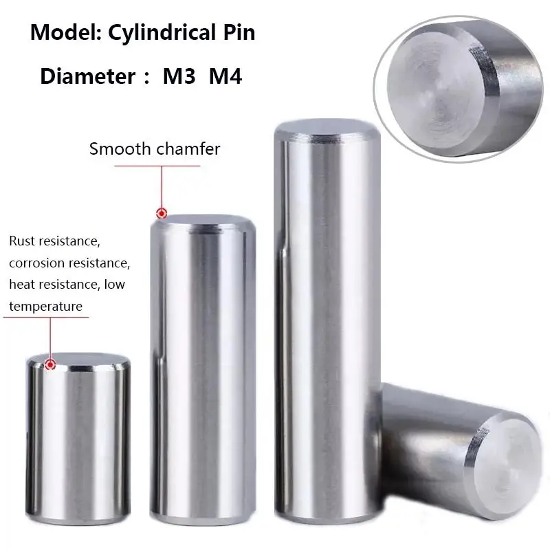 10pcs/25pcs/50pcs M3 M4 Cylindrical Pin Locating Dowel 304 Stainles Steel Fixed Shaft Solids Fixing Lock Pin Metal Rod