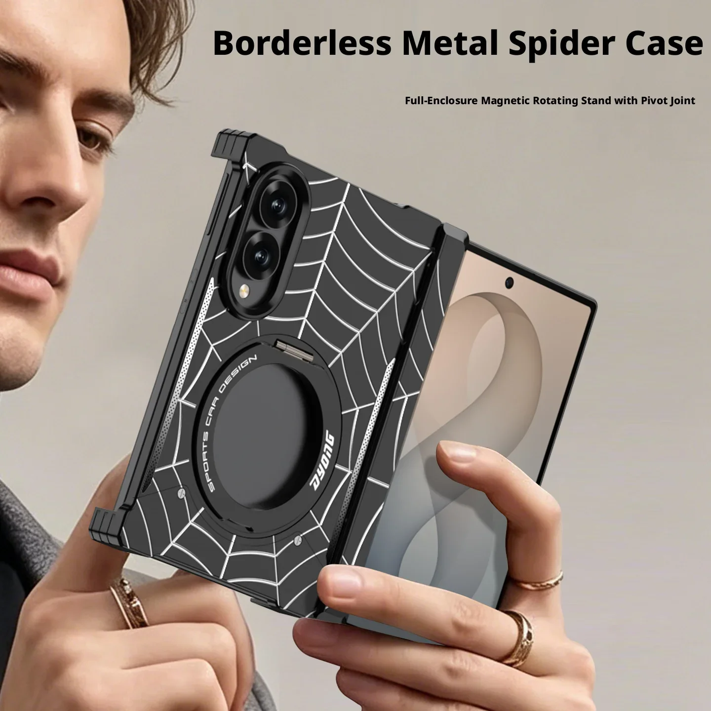 Spider Web Aluminum Alloy Magnetic Elastic Snap Case for Samsung Galaxy Z Fold 8 Ultra Z Fold7 Bezel-less Esports Cooling Case