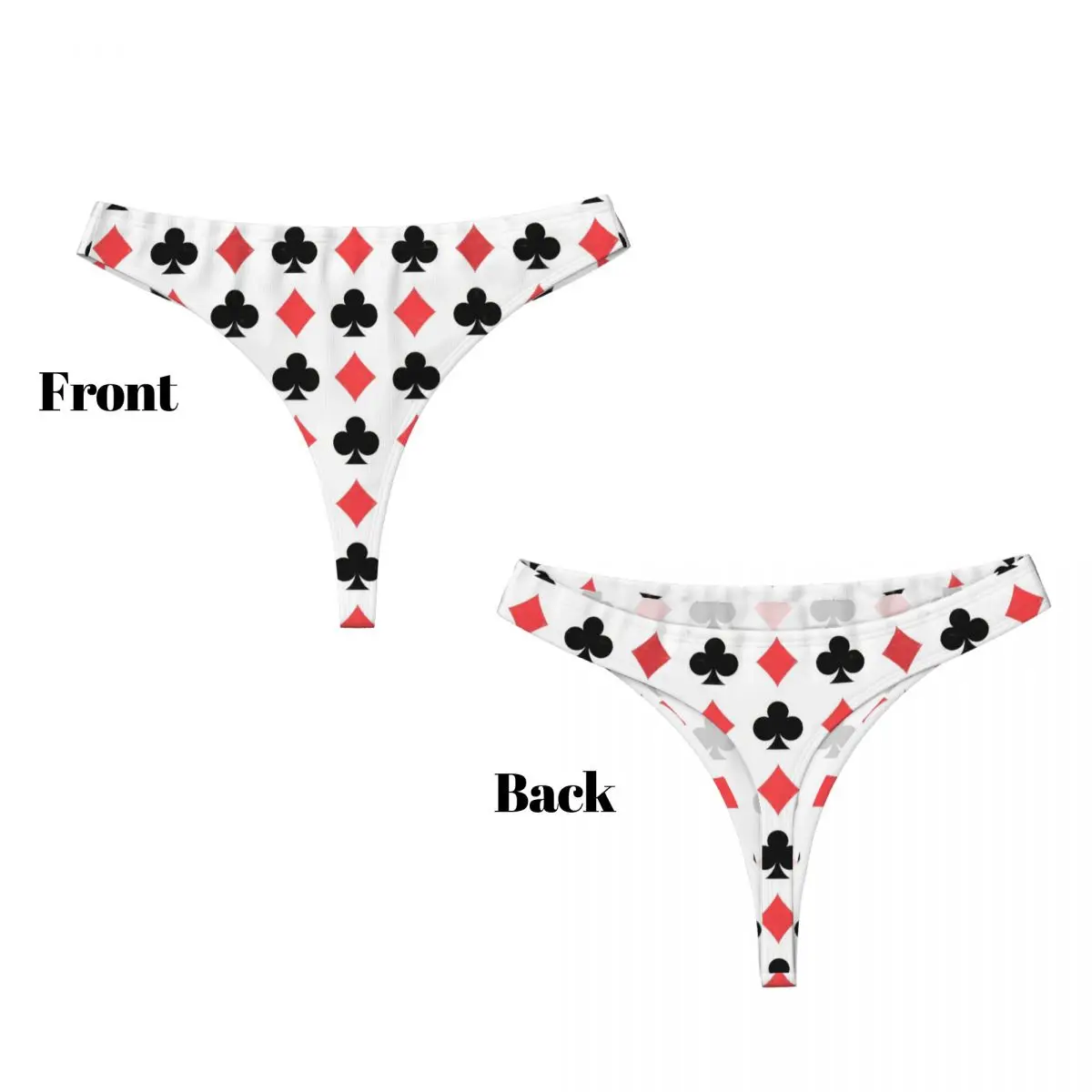 Custom Poker Card Pattern Clubs And Diamonds G-string Panties Breathable Women Stretch Thongs Comfort Underwear