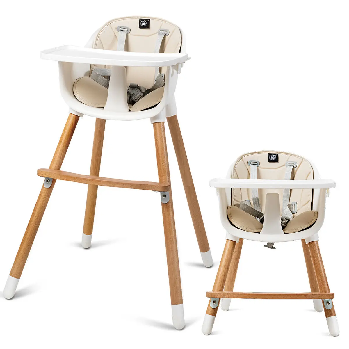 GOFLAME 3 in 1 Baby High Chair Infant Child Feeding Dining Chair Food Tray Safety Belt