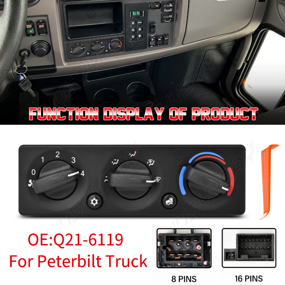 

Q21-6119 A/C Climate Control Module For Peterbilt Trucks 337 348 389 8+16 Pins A/C Heater Climate Control Panel