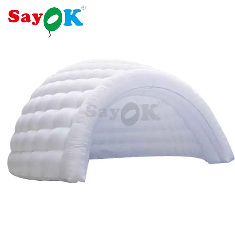 SAYOK-tienda de campaña de cúpula inflable gigante, carpa de iglú, marquesina de aire, casa de Icegloo al aire libre, con grandes aberturas LED iluminadas, 5m