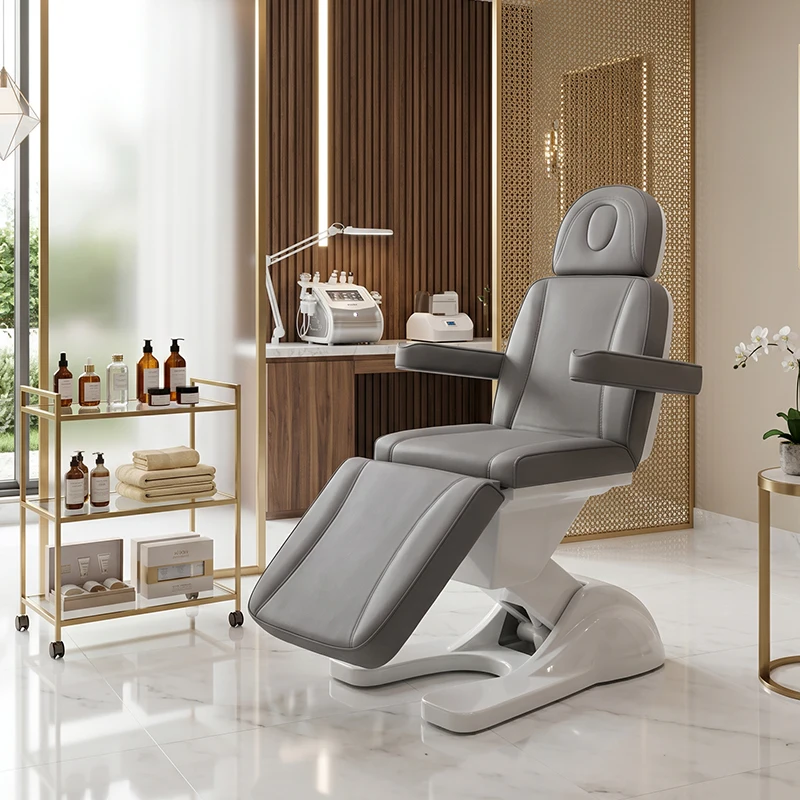 Modern 4-Motor Adjustable Beauty Bed Grey Salon Spa Massage Table - Comfortable Treatment Table for Professional Use