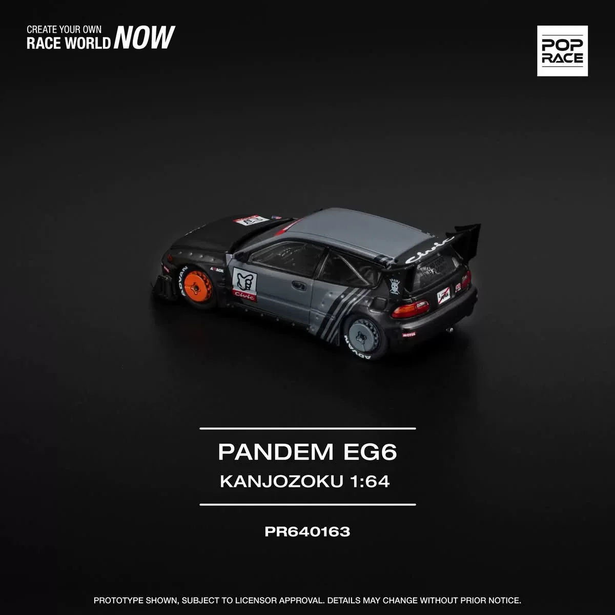PopRace 1:64 PANDEM CIVIC EG6 alloy car model