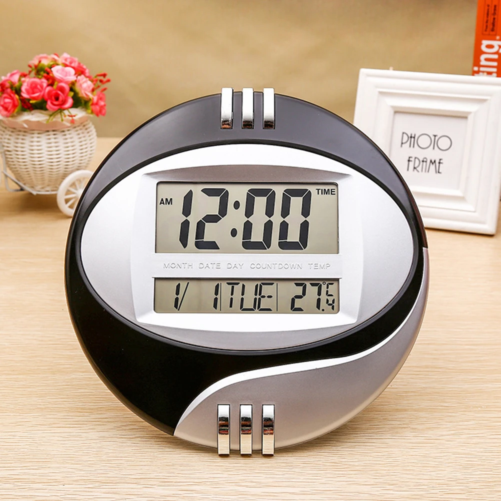 

Large Led Display Digital Alarm Clock Wall Mountable Desk Hygrothermograph Creative Home Decor Black Easy Viewing Office