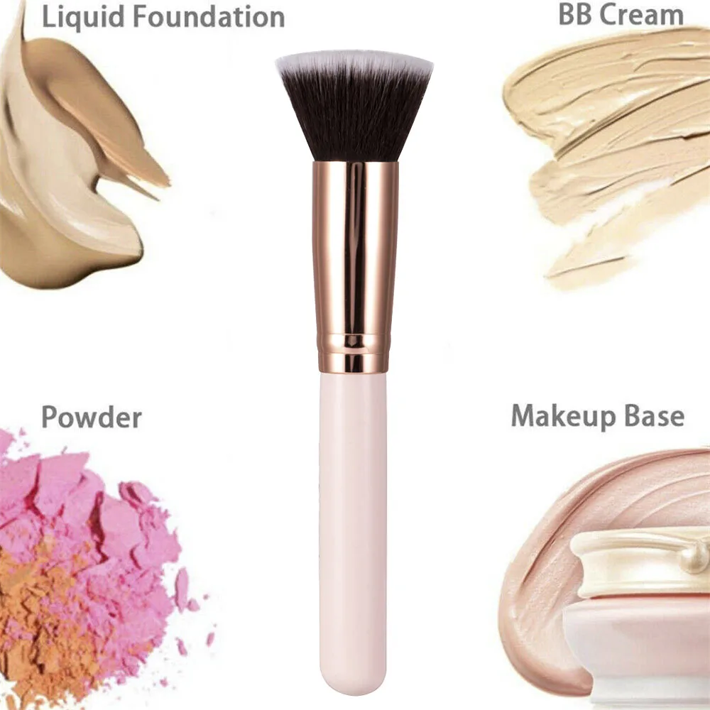 Luxury Champagne Makeup Brushes Flat Top Foundation Brush Large Face Brush Repair Brush Contour Brush for Liquid Cream Powder