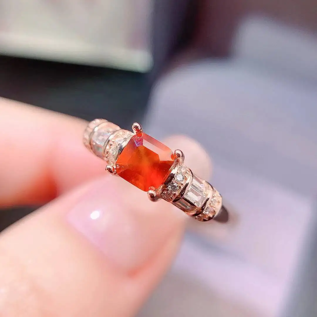 KJJEAXCMY New Jewelry Natural Women's Garnet Ring 925 silver inlay Colorful and splendid Crystal pure fire flash explosion