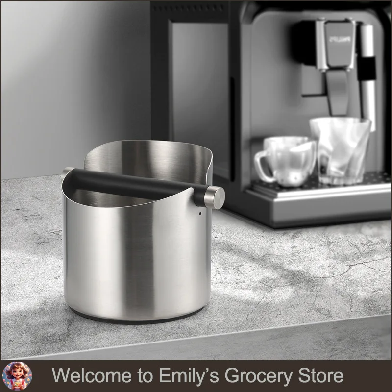 Stainless Steel Impact Absorption Coffee Trash Can Anti-slip Coffee Ground Box Movable Knocking Rod Powder Grinding Trash Can