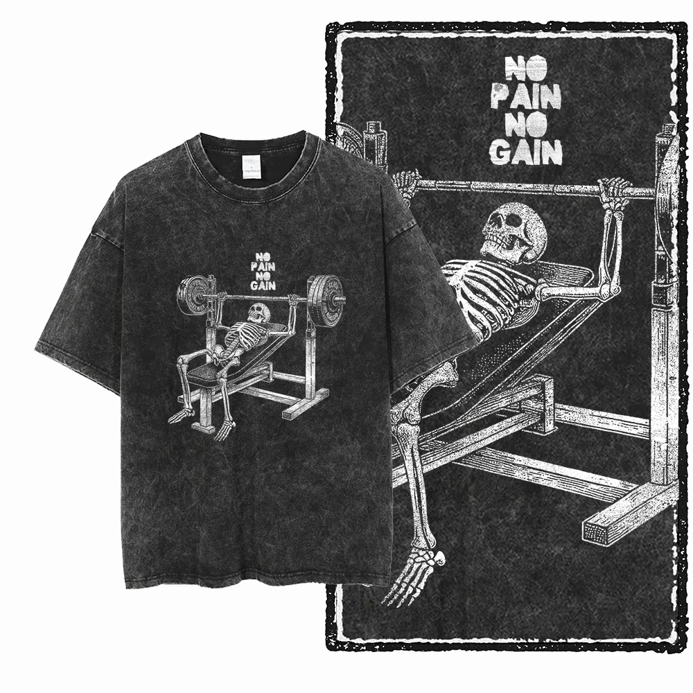 2026 New BODY BUILDING Printed Washed Cotton Graphic Unisex T Shirt Cool CROSSFIT Men Tshirts Big Size Tee for Men
