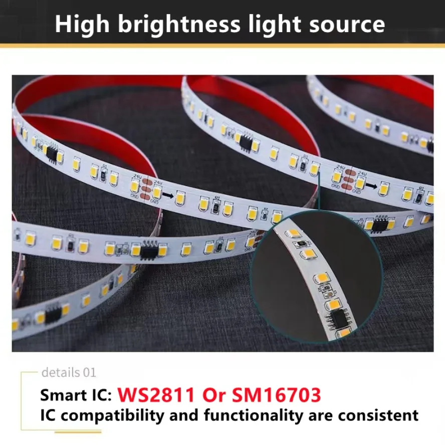 10M 5M WS2811 Smart Running Water LED Strip SMD2835 24V DC Flowing Light Wireless Controller Flexible Lamp Ribbon 126Led/M IP30