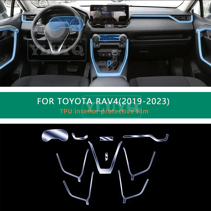 

For TOYOTA RAV4 2019-2023 Car Interior Center Console Transparent TPU Protective Film Anti-scratch Repair Film Accessories Refit