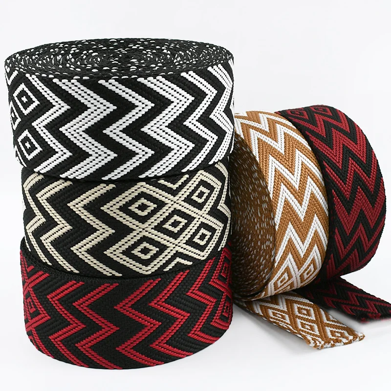

5Meters Jacquard Webbing Tape 38/50mm Bag Strap Bias Binding Ribbon Sewing Backpack Ethnic Clothes Decorative Band Accessories