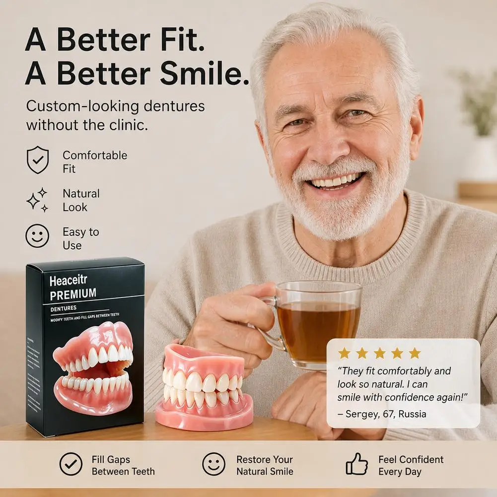 Natural Shade Temporary Decorative Teeth Set Fast 5-Min Application Fill Tooth Gaps Instant Perfect Smile Cosmetic Dentures