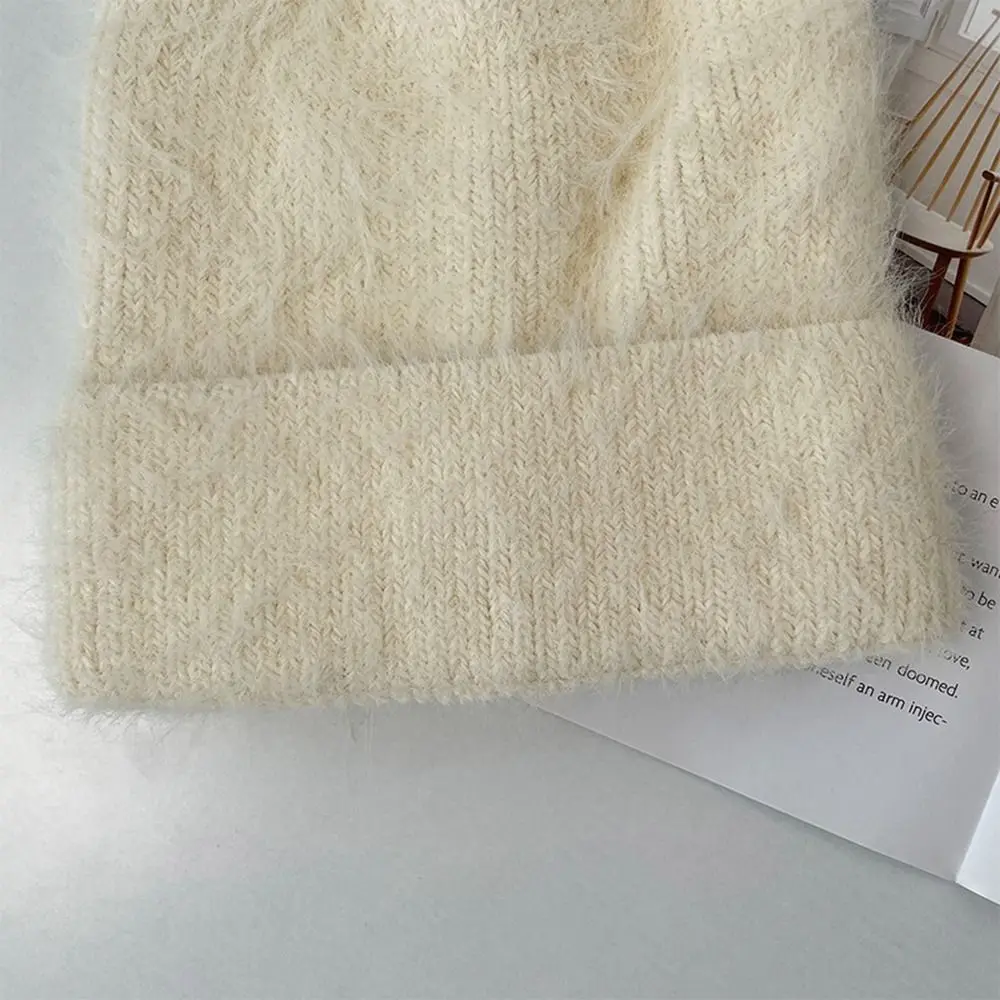 Knitted Plus Rabbit Wool Cap High Quality Solid Color Windproof Knitted Hat Party Gift Thick Warm Hat Outdoor Warm Hat