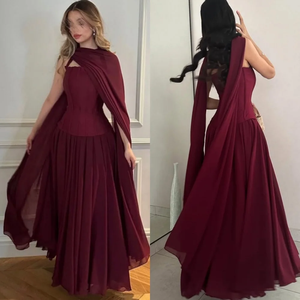 

Customized Jersey Pleat A-line Long Dresses Bespoke Occasion Zip Prom Sizes Available Simple Elegant Party فساتين الحفلات