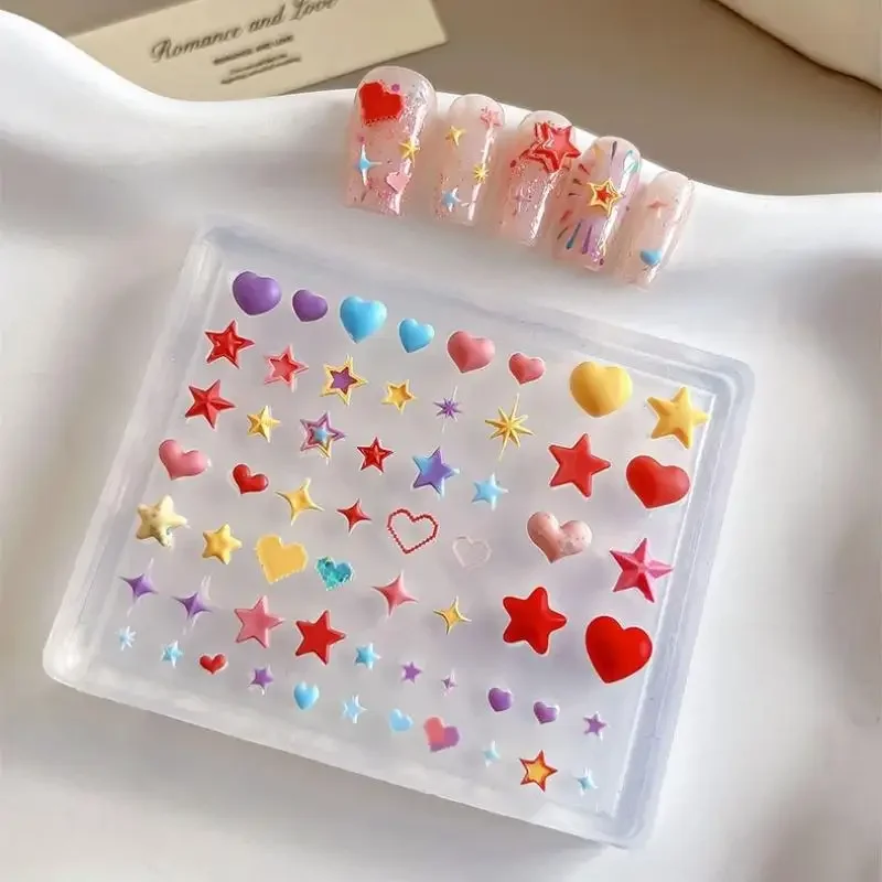 Creativity 3D Heart Star Pentagram Silicone Nail Mold DIY Nail Art Decoration Transparent Manicure Template For Nail Charm