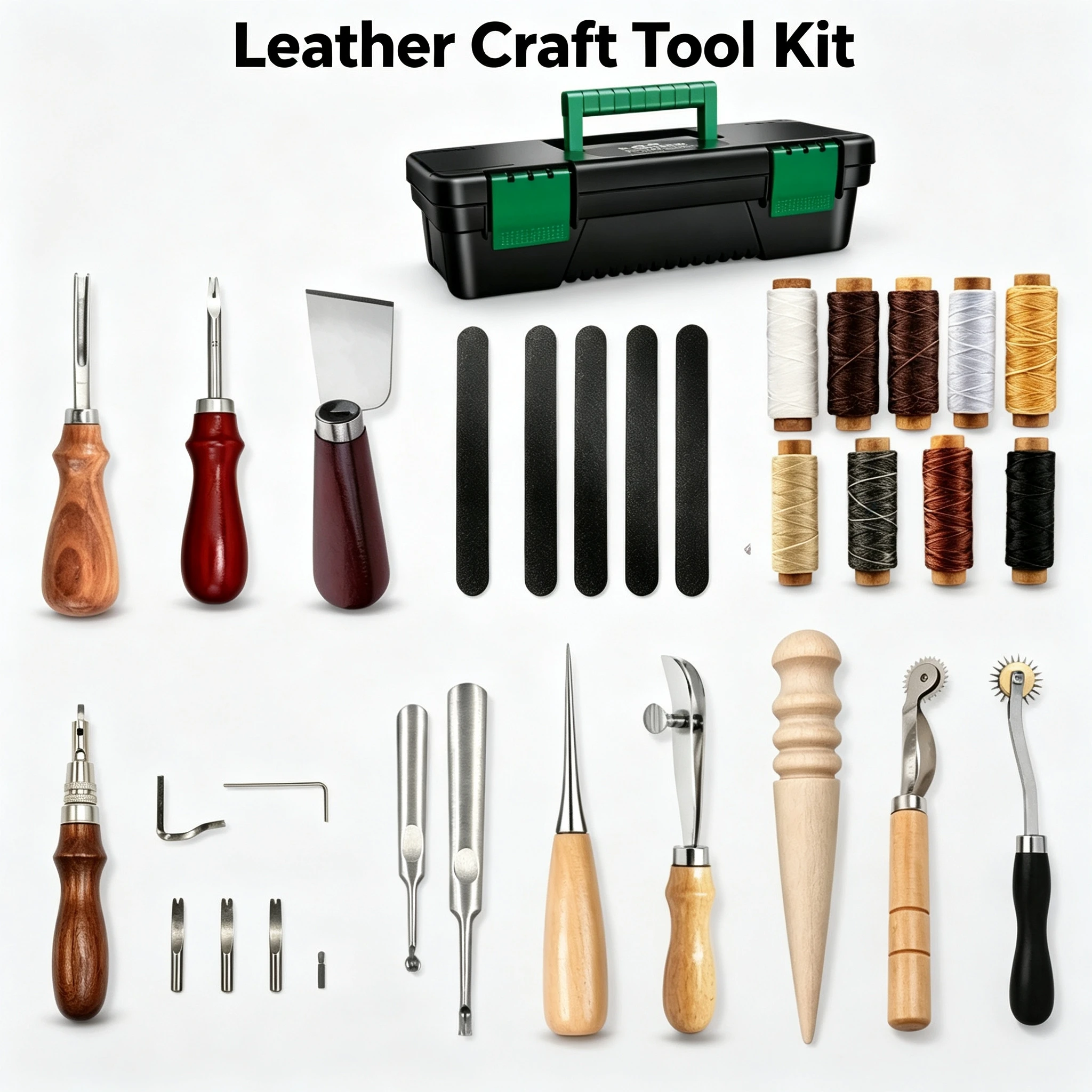 Beginner Leatherwork Kit - Saklama Kutulu Deri İşleme Alet Seti,