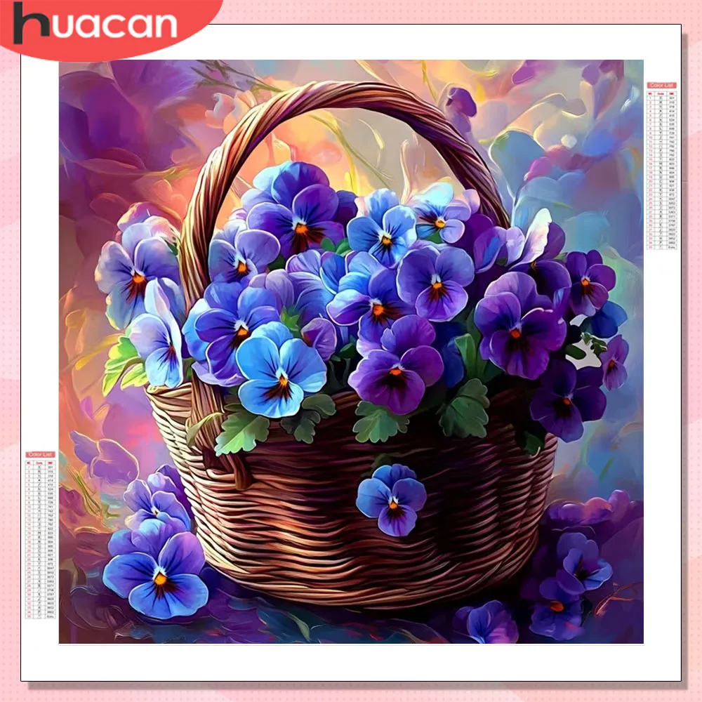 HUACAN Diamantmalerei Neue Kollektion Orchideen-Blumen-Diamantmosaik Florales Kunstharz Quadratische Steine Handgefertigt Wohnzimmer-Kunsthandwerk