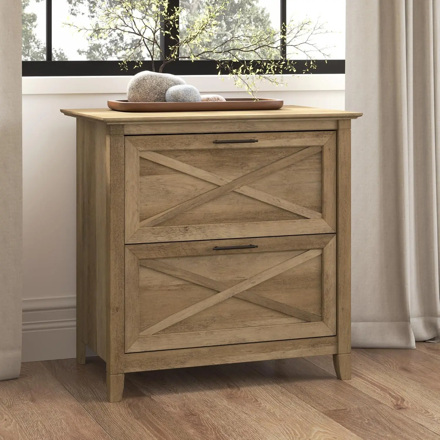 Lateral File Cabinet, Modern Farmhouse 2 Drawer File Cabinet for Home Office