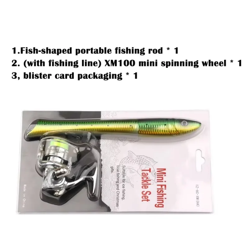 NEWOEM 1m/1.4m/1.6m Fish Type Portable Pocket Fishing Rod Set Mini Kids Ice Raft Fishing Rod view 3