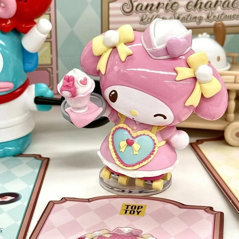 Authentic Sanrio Characters Roller Skating Restaurant Series Blind Box Kuromi Cute Hand-Made Doll Female Gift Toy Desktop Orname