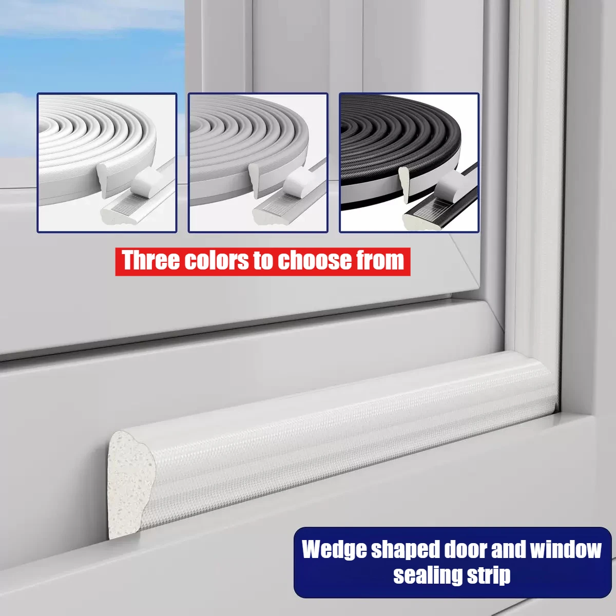 High Density Door and Window Self-Adhesive Sealing Strip, Wedge Sealing Strip, Door Seam Filler, Acoustic Foam Tape Sealing