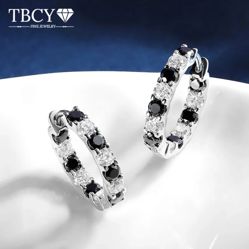 

TBCYD 3 мм 2,6 карата черно-белые серьги-кольца с муассанитом для женщин GRA сертифицированные S925 серебро лабораторные бриллиантовые обручи ювелирные изделия
