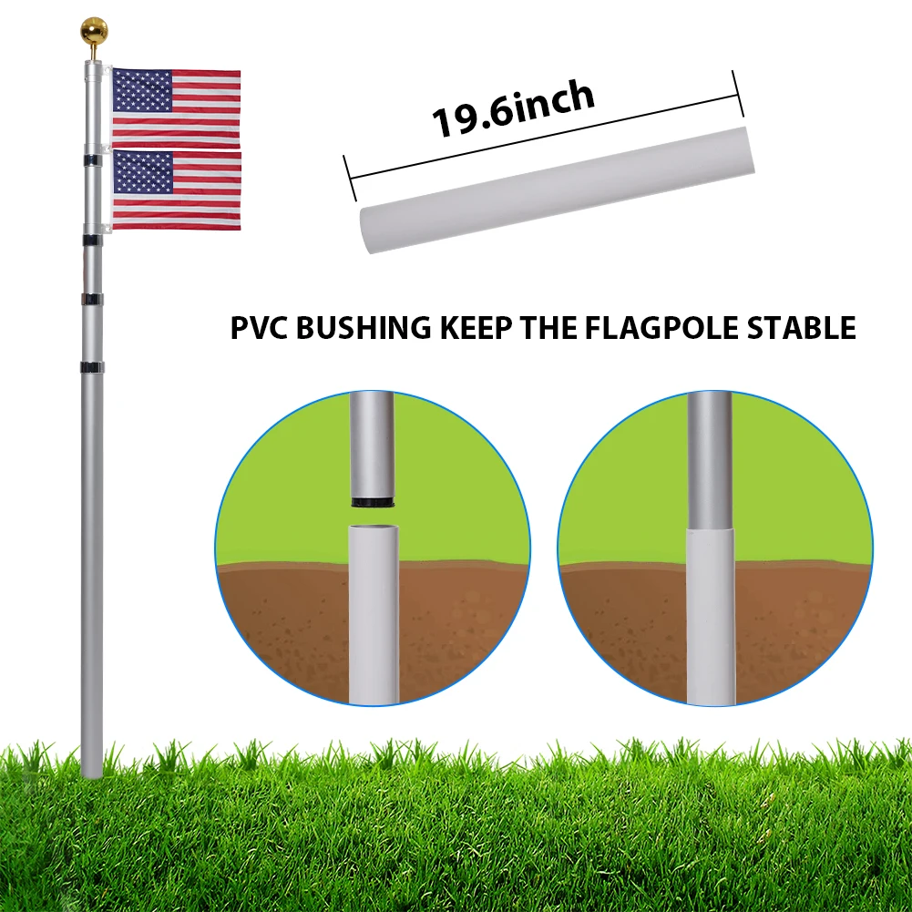 Flag Pole for Outside In Ground,  Heavy Duty Flagpole Kit for Yard