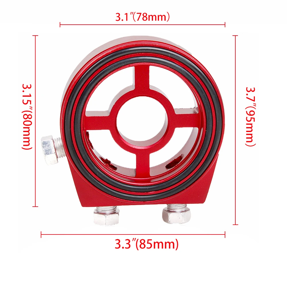 RASTP-Kit adattatore piastra sandwich dispositivo di raffreddamento filtro olio universale in alluminio Adattatore olio Colore blu rosso viola argento RS-OSA007