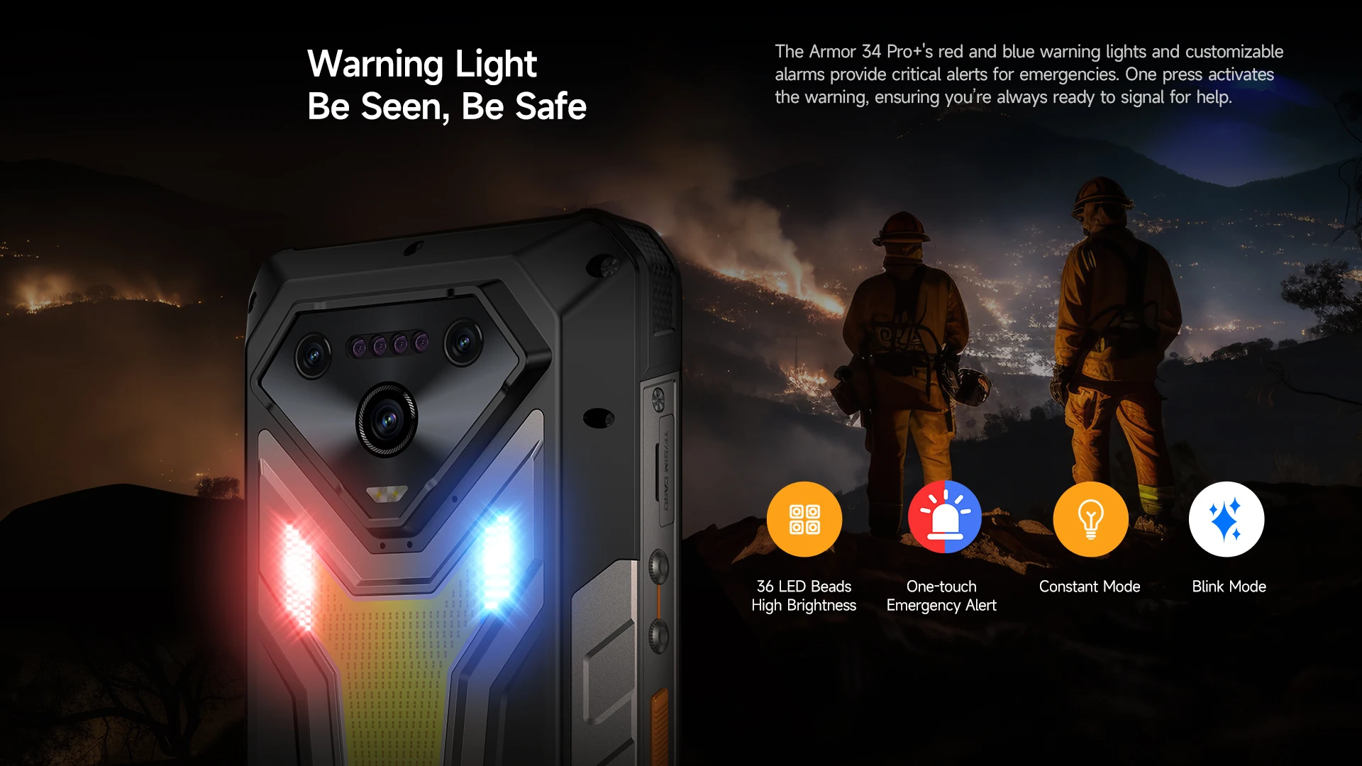 Ulefone Armor 34 Pro+ Projector Rugged Phone 16GB+512GB Night Vision 6.95'' Android 15 Dimensity 7300 25500mAh 5G Smartphone