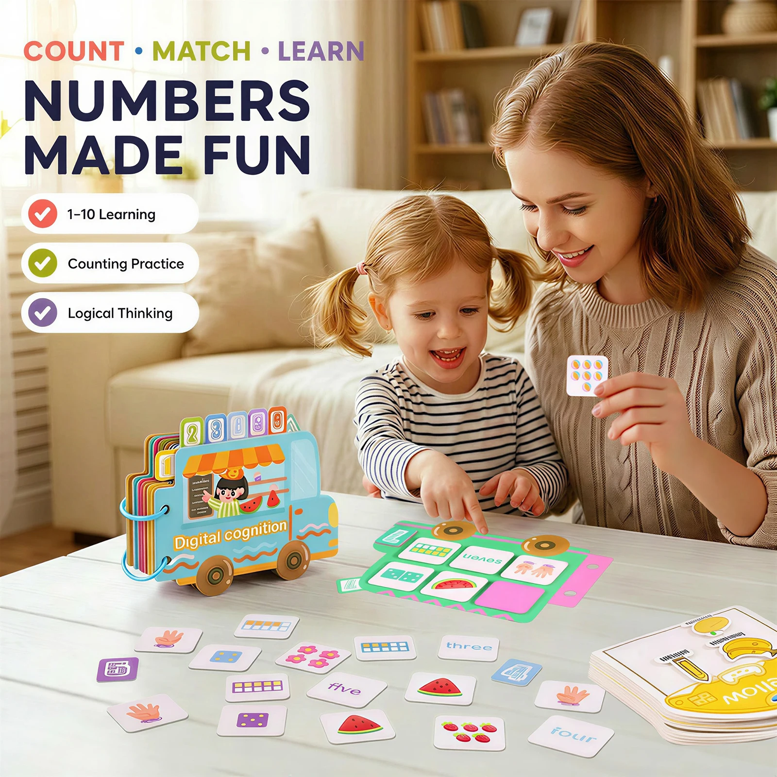 Toddlers Busy Book Safety Color/Number Themed Quiet Book for 3-5 Preschool Educational Sensory Fine Motor Matching Game Gifts view 4