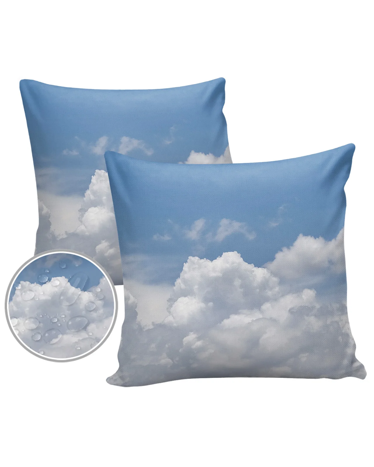 2/4PCS Gradual Clear Sky With White Clouds Waterproof Decorative Sofa Throw Pillow Cover Case Garden Patio Cushion Covers