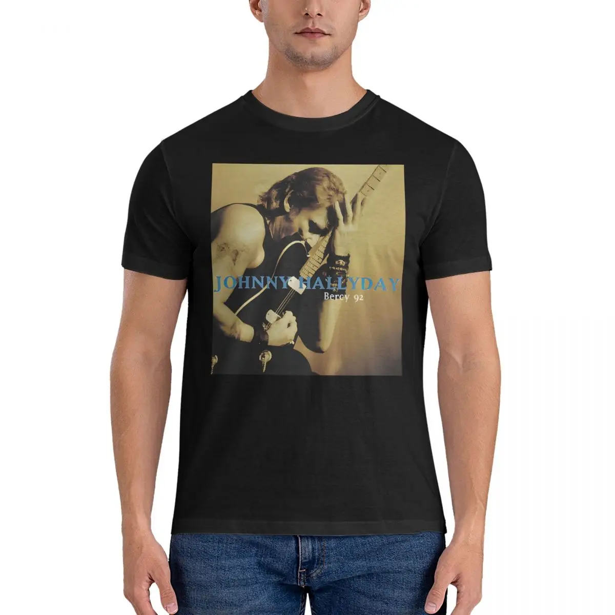 Mens Womens Bercy Nikos Alliagas Vintage Photograp T Shirts for Men Cotton T-Shirt Johnny Hallyday Tees Short Sleeve Clothes