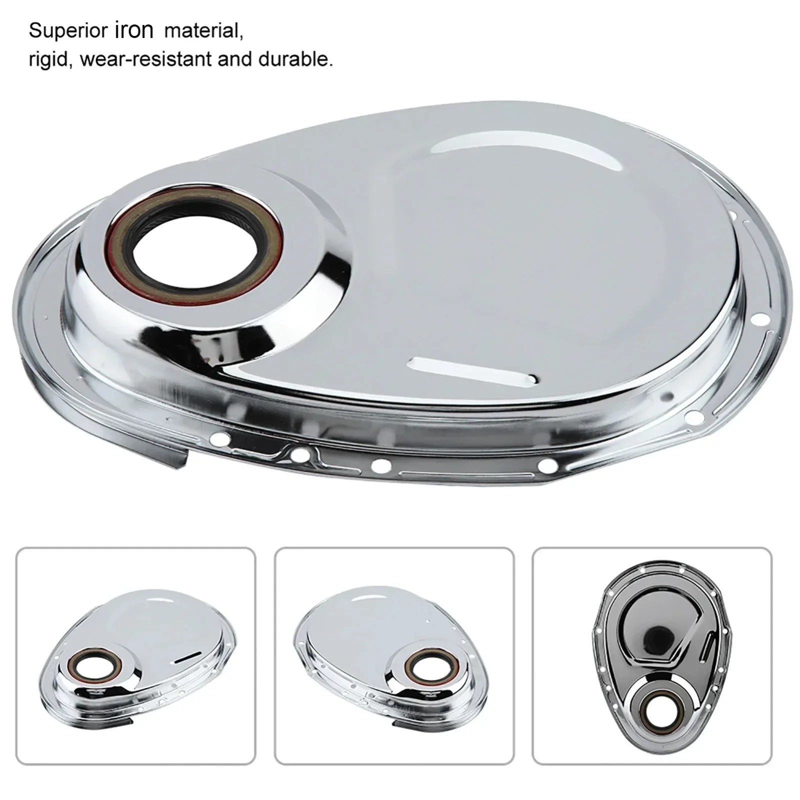 For Chevy SBC 283 327 305 350 383 400 Engines Chrome Timing Chain Cover Kits Gasket Seal Bolts Set Car Engine Bonnets Components