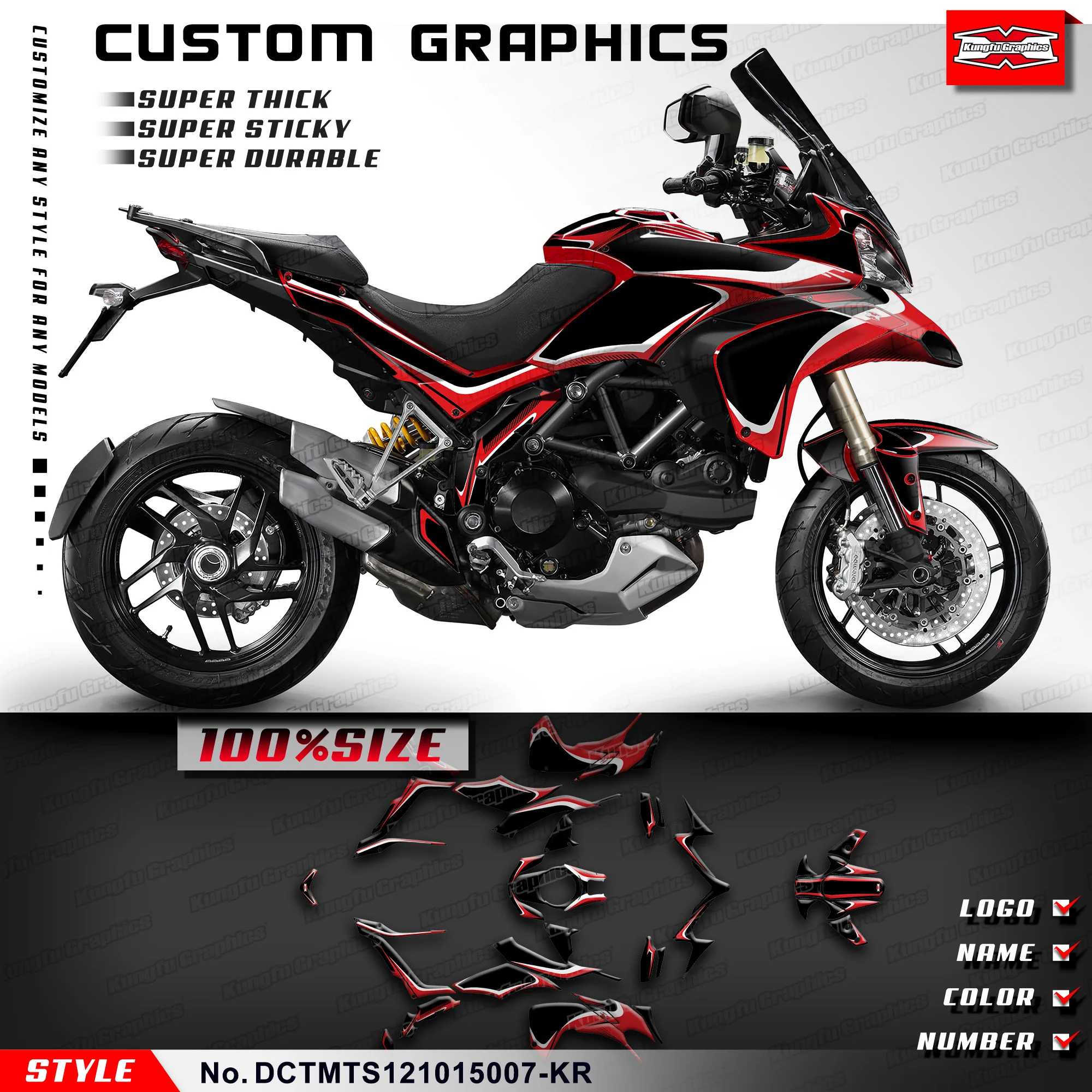 

KUNGFU GRAPHICS Graphics Kit Adhesive Sticker for DUCATI Multistrada MTS 1200 MTS1200 2012 2013 2014 2015, DCTMTS121015007-KR