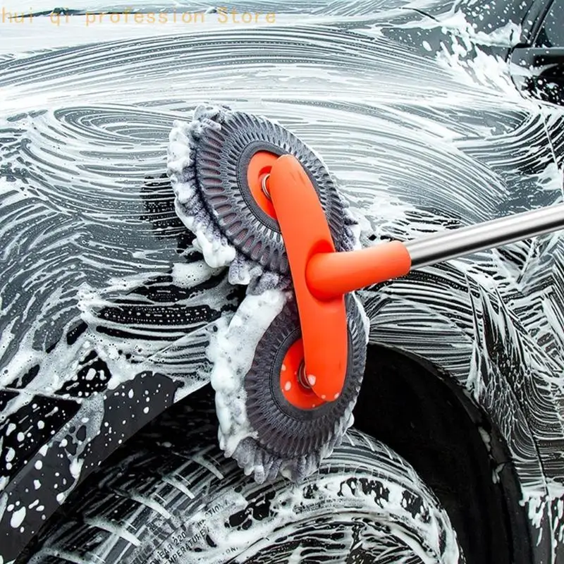 Car Wash Mop with Soft Fiber Head, Long Sectional Handle for Roof, Windshield, Body Panels, and Routine Exterior Vehicle Washing