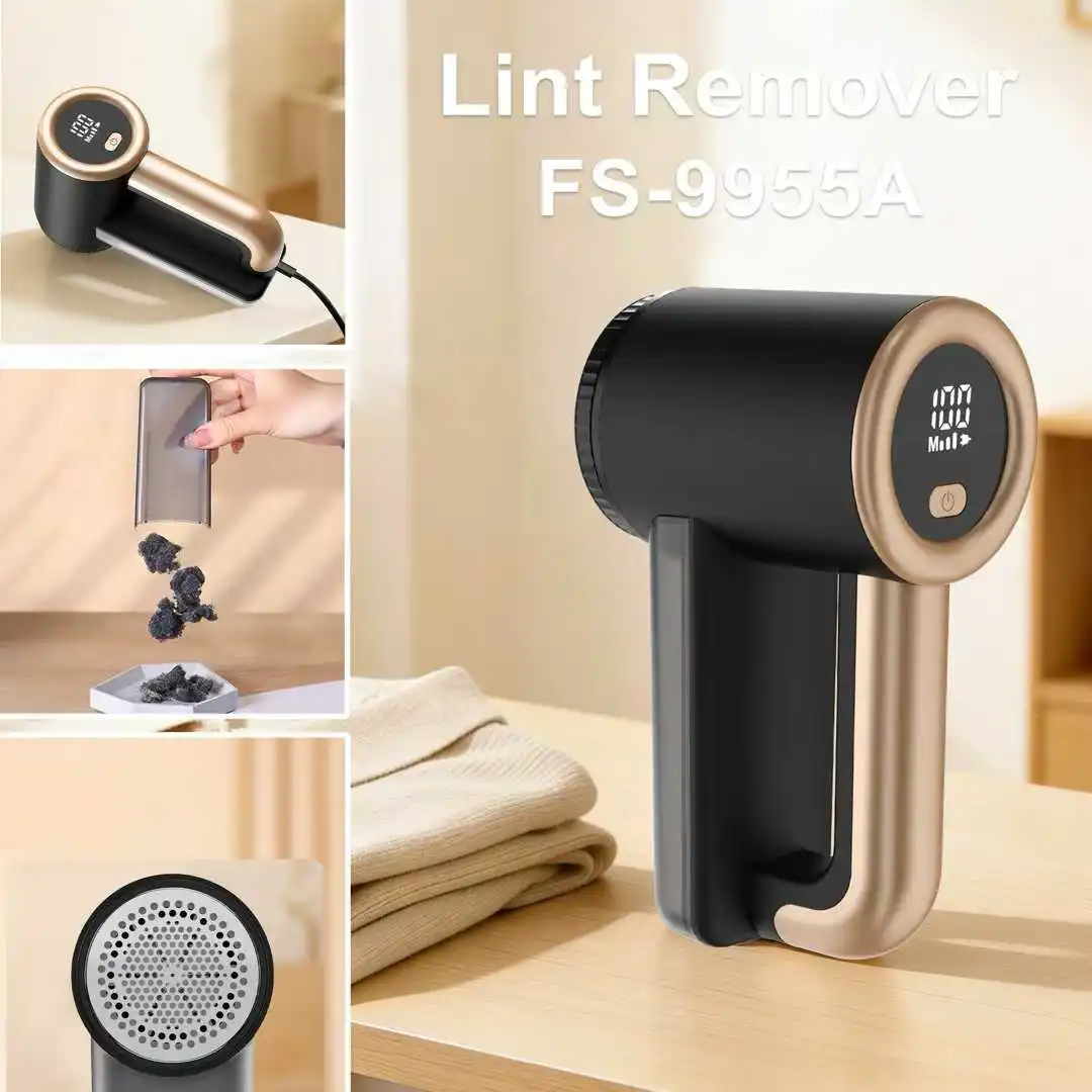 Manual Lint Remover WiredLux Rechargeable Fabric Shaver Bobble Remover Clothes Furniture Adjustable 3-Speed 6-Leaf Blade USB