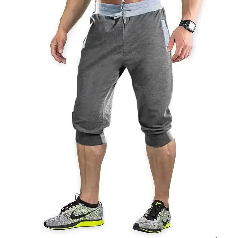 

2025 new men's sports pants men's casual jogging shorts elastic fitness pants seven quarter pants casual M-3XL men