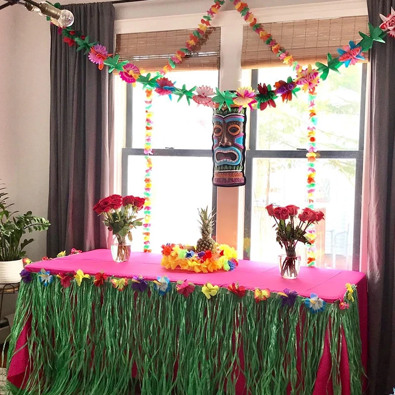 Hawaii Happy Birthday Banner Palm Leaf Holiday Summer Party Luau Aloha Party Supplies Hawaiian Tropical Party Decoration