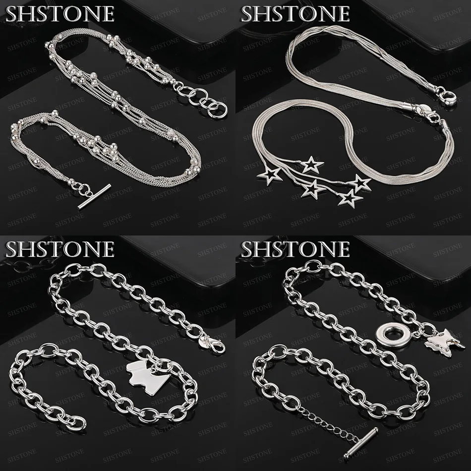 

45 см бусины из стерлингового серебра 925 пробы, звезда, бабочка, щенок, кулон, ожерелье, женское свадебное банкетное вечерние, красивые ювелирные изделия, подарочные аксессуары