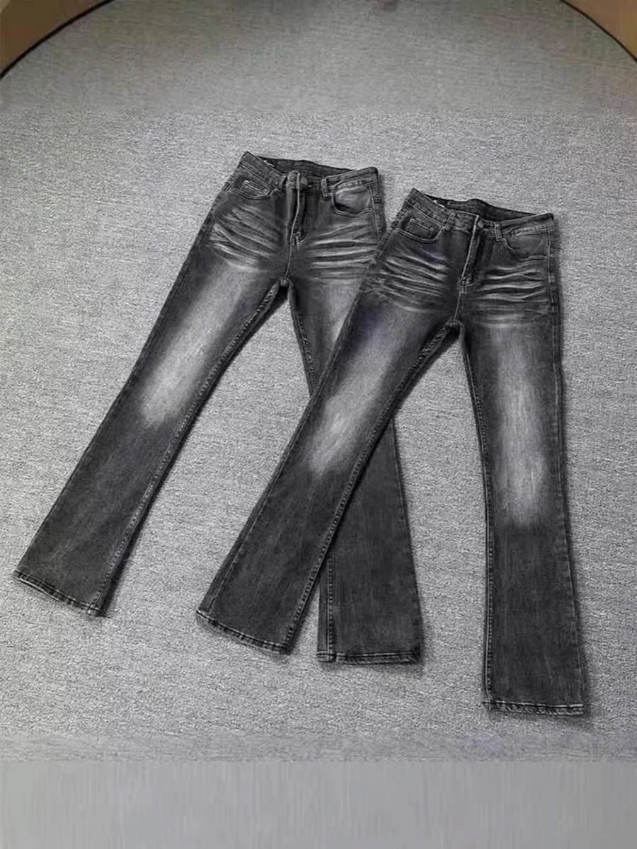 

Waed American Sle Bell Bot Jeans Women's Spring Summer Slim Fit Lightning Pattern High Street Denim Jeans