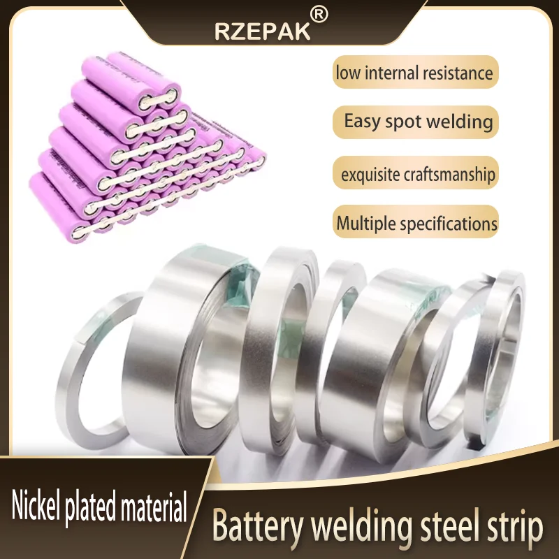 

Nickel Plated Spot Welding Strip 10m/Roll 0.1-0.2mm for 18650 21700 Li-ion Battery Connector Steel Belt