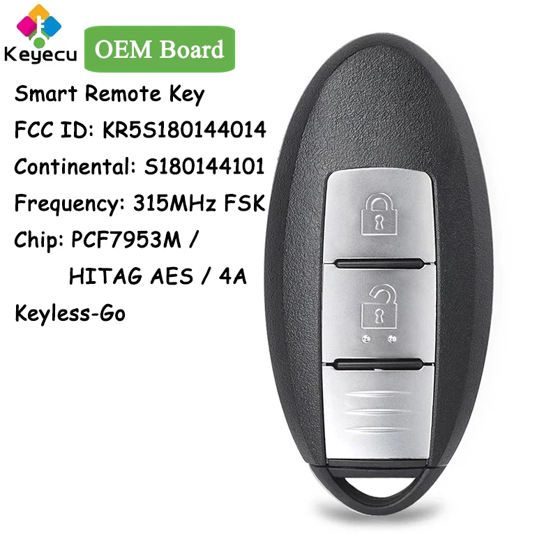 KEYECU OEM Board Smart Remote Control Key With 2 Buttons 315MHz 4A Chip for Nissan X-trail 2014 2015 2016 2017 Fob S180144101