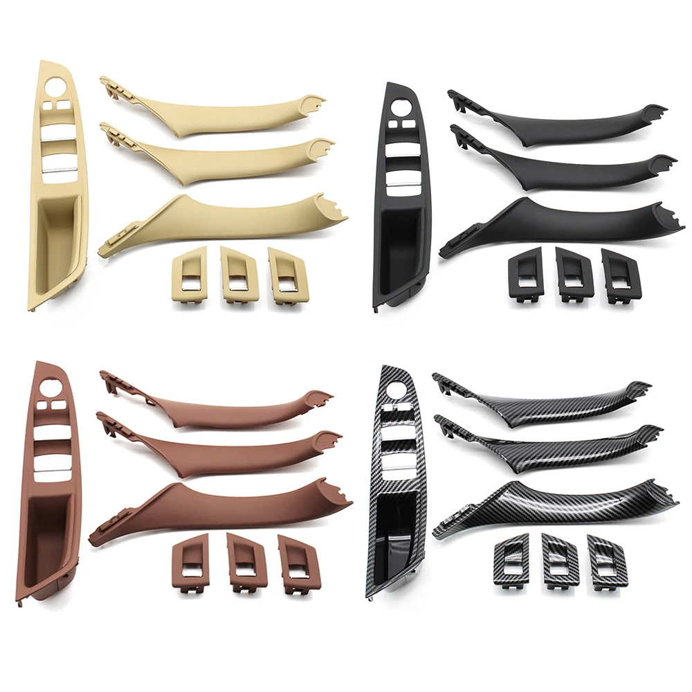 Ensemble de couvercles de garniture de panneau d'accoudoir de poignée de porte intérieure de voiture, beige et noir, LHD, BMW Série 5, F10, F11, 520i, 523i, 525i, 528i, 530i