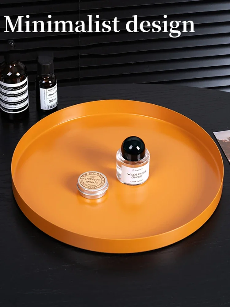 Nordic Style Metal Stainless Steel Storage Tray Circular Jewelry Cosmetics Display Plate Living Room Desktop Decoration Home