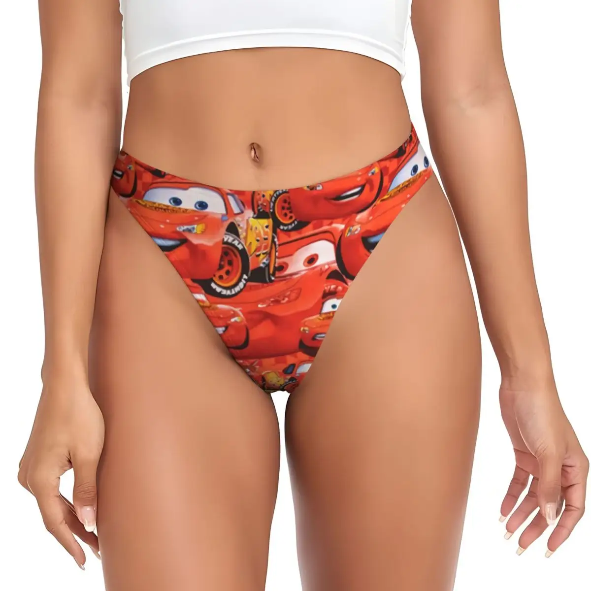 Custom Lightning McQueen Car Collage G-string Panties Women\'s Stretch Thong Underwear