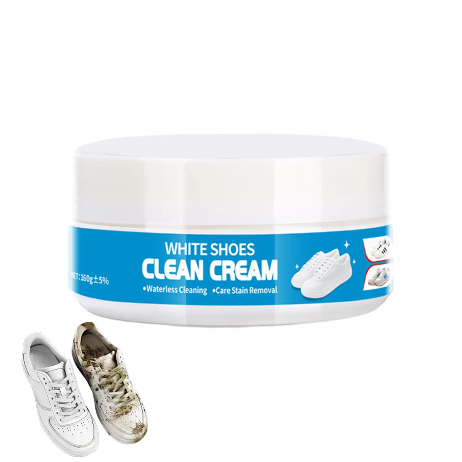 Multipurpose White Shoe Cleaner Cream with Sponge Rinse-Free Quick Whitening  Remover Suitable for leather and mesh