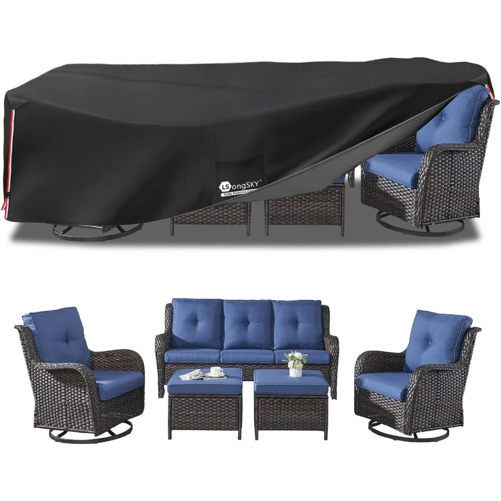 

Outdoor Furniture Covers Waterproof,600D Heavy Duty Patio Cover for 6/7/8 PCS Sets Sectional Sofa Couch Dining Rocking Swivel Ch